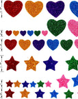 260 Pieces Colorful Glitter Foam Stickers Self Adhesive Stars Mini Heart Shapes Glitter Stickers, Kid'S Arts Craft Supplies Greeting Cards Home Decoration Stars&Heart Shapes