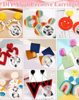 Polymer Clay Earring Making Kit- 30 Clay Earring Cutters, 24 Color Polymer Clay, 8 Circle Cutters, Rollers, B7000 Glue, 640 PCS Earring Making Tools Accessories for Jewelry DIY (Instructions Include)