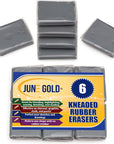 Kneaded Rubber Erasers, Gray, 6 Pack - Blend, Shade, Smooth, Correct, and Brighten Your Sketches and Drawings