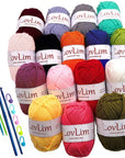 Crochet Yarn Kit, 16 Soft Cotton Yarn Skeins,1000+ Yards, for Crochet and Knitting, Free Crochet/Amigurumi Patterns, Craft DK Yarn Perfect Starter Kit