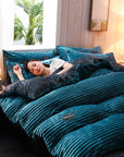 Corduroy Velvet Duvet Bedding Set