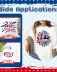 4Th of July American Flag HTV Vinyl - 10 Pcs 12Inches X10 Inches US Flag Patterned HTV Patriotic HTV Heat Transfer Vinyl Red White Blue HTV Iron on Vinyl Compatible with Cricut/Cameo