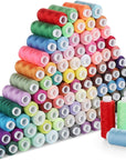 Sewing Thread Set 100 Color 250 Yards Each Spool Polyester Thread Kit with 10 Sewing Needles, 2 Needle Threader, Yarn Scissors, Stripper and Pearl Needle for Hand or Machine Sewing