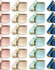 24Pcs 4Oz Candle Tins for DIY Candle, Metal Candle Container Tins for Candle Making Dark Blue Light Blue Champagne Rose Gold Container Tins