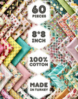 100% Cotton 50 PCS 8 X 8 Inches (20Cm X 20Cm) Softnes Cotton Fabric Bundle Squares for Quilting Sewing Fabric Squares for Craft Patchwork Fabric Set Turkish Quality (50 Solid Color Fabric Set)