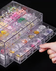 Compartment Storage Box 72 Grids Acrylic Organizer Box with 3 Drawers Storage Containers Transparent Organizer Box for Crafts Art Supply Painting Nail Tip Bead Earring Ring (Clear)