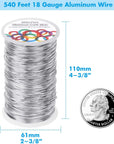 540 Feet Aluminum Wire, Bendable Craft Metal Wire 18 Gauge Flexible Beading Wire for Wreath Making Jewelry Making Floral (Silver, 1Mm)