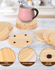 12PACK Unfinished Wood Coasters, 4 Inch round Blank Wooden Craft Coasters Wood Slices for DIY Architectural Models Drawing Painting Wood Engraving(With Non-Slip Dot Stickers)