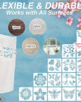 16 Pieces Flower Stencil for Painting Bee Sunflower Butterfly Spring Stencil Large Template Reusable Summer Painting Stencil and Metal Open Ring for DIY Craft on Wood Wall Home Decor(5.1 X 5.1 Inch)