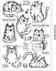 8.3X5.8In Cat Clear Stamps Lovely Cat Silicone Stamps Wish Words Rubber Transparent Rubber Seal Stamps for Card Making DIY Scrapbooking Crafting Decoration