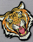 the Roaring Bengal Striped Tiger Embroidered Badge Iron on Sew on Patch