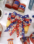 Patriotic Wired Edge Ribbon 36 Yards Red Blue White American Flag Ribbon 2.5 Inch 4Th of July Stars Stripes Fabric Ribbon for Independence Day Memorial Day Wreath DIY Craft, 6 Roll