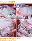 Washi Tape Box Organizer Storage,Divider Closet Container,With 30 Adjustable Compartments,Clear,Masking Tape Desktop Tape DIY Sticker Roll Tape Cutter Holder Storage,Finger Safty Dispenser