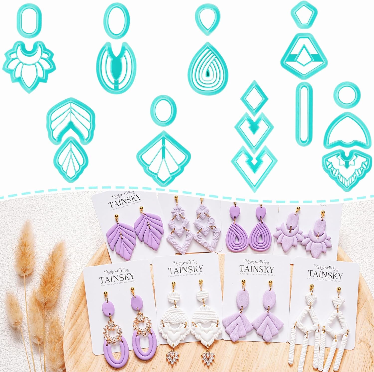 Polymer Clay Cutters, Set of 19 Shapes Boho Clay Cutters for Polymer Clay Jewelry, Organic Clay Earrings Cutters, Polymer Clay Cutters for Polymer Clay Jewelry Making