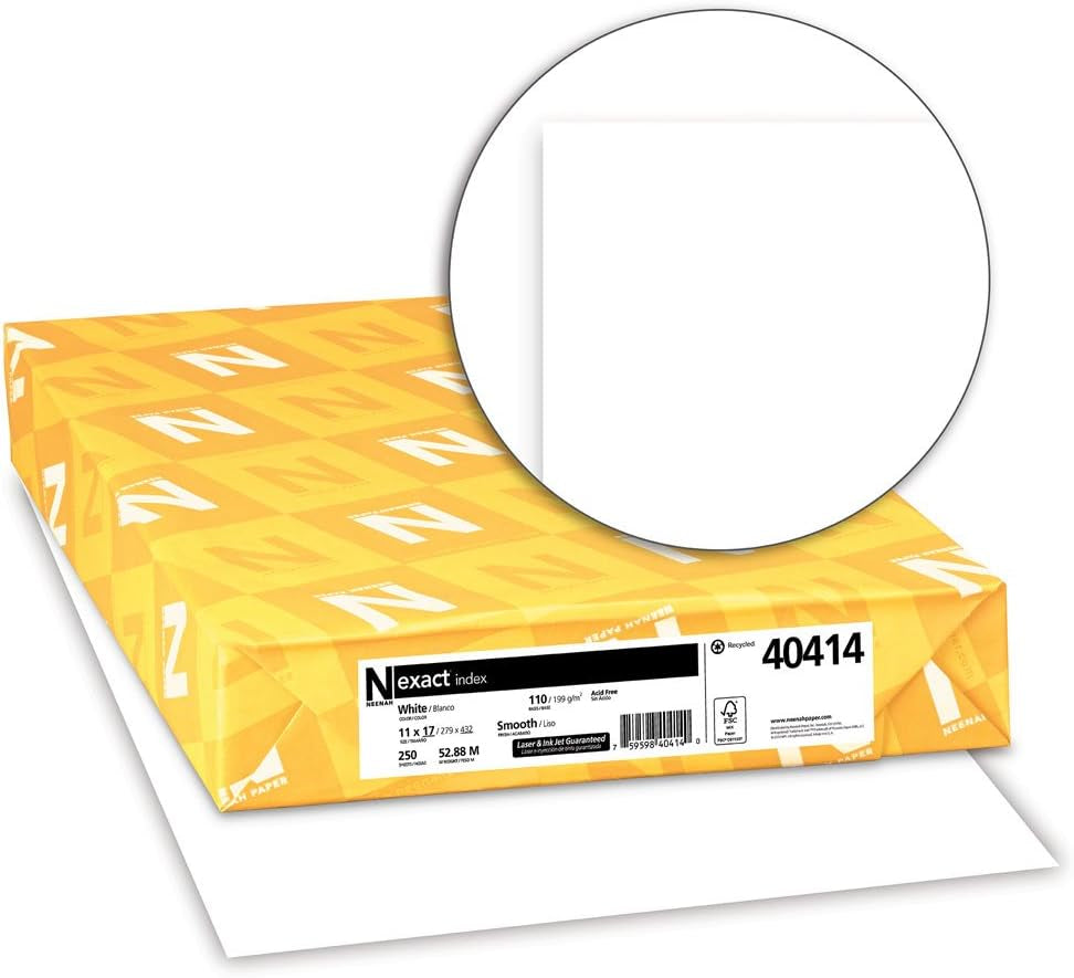 Paper 40414 Exact Index Card Stock, 110Lb, 92 Bright, 11 X 17, 250 Sheets
