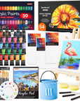 54 Pack Acrylic Paint Set, Acrylic Painting Set with 30 Colors Acrylic Paint, Wooden Easel, Painting Canvas, Paint Brushes, Palette, Art Painting Supplies for Kids Adults Beginner Artists