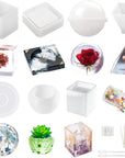 Resin Molds Silicone Kit 20Pcs,Epoxy Resin Molds Including Sphere,Cube,Pyramid,Square,Round, Used for Create Art,Diy,Ash Trays,Coasters,Candles.Bonus Decorative Sequins and the Complete Set Tools