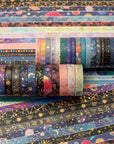 Skinny Galaxy Washi Tape Set 30 Rolls Gold Foil Decorative Starry Space Masking Tapes for Arts, DIY Crafts, Journals, Planners, Scrapbook, Wrapping