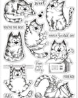 8.3X5.8In Cat Clear Stamps Lovely Cat Silicone Stamps Wish Words Rubber Transparent Rubber Seal Stamps for Card Making DIY Scrapbooking Crafting Decoration