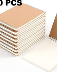 20 PCS A6 Size Top Spiral Bound Sketch Notebooks, Blank Kraft Brown Cardboard Cover Sketch Pad for Animation, Sketching, Drawing, Doodling and Journaling, 60 Sheets for Each Pad