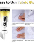 60Ml Fabric Glue, Fabric Glue for Clothing Permanent Washable Clear Fabric Adhesive for All Fabrics, Cotton, Flannel, Denim, Leather, Polyester, Doll Repair, Patches, PU