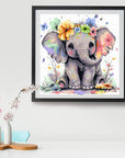 Paint by Numbers for Adults,Cute Elephant Paint by Number for Beginner,Colorful Animals Painting by Numbers on Canvas without Frame 16X16 Inch