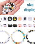 2000Pcs Letter Beads for Bracelets, 9 Color round Alphabet Number Beads with 1 Roll Elastic String for Bracelet Necklace Jewelry Making Supplies (7X4Mm)
