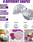 12 Pcs Bath Bomb Molds, 6 Shapes Metal Bath Bomb Making for Crafts DIY Bath Bomb Crafting Press Mould for Handmade Soaps Candle Cake Ice Cream Baking Handicrafts Making Supplies