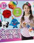 DIY All in One Crochet Knitting Kit for Beginners Starter Arts & Craft Set for Kids Teens Tweens & Adults – How to Learn Make Your Own Yarn Pom Poms – Birthday Gift for Kids Ages 8+