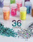Holographic Chunky and Fine Glitter Mix, 36 Colors Chunky Sequins & Glitter Powder Mix, Iridescent Cosmetic Glitter Flakes for Nail Art Face Body Eye Makeup, Craft Glitter for Epoxy Resin Tumblers