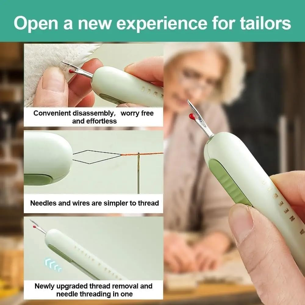 Seam Ripper, 2024 Upgrade 2 in 1 Needle Threader for Sewing, Threading and Thread Removal Tools, Sewing Seam Thread Remover for Needle Work Patterns and Sewing Clothes(3Pcs)