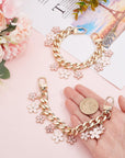 2Pcs Purse Chain Strap Replacement 7.9" Short Chain Straps Enamel Flower Charm Purse Handle Extender Decorative Bag Chains Golden Chain for Purse Handbag Wallet Crossbody Shoulder Bag