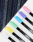 56448 Fudenosuke Brush Pens, Pastel, 6-Pack