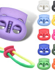 100 Pcs Plastic Cord Locks for Drawstrings Double Hole Spring Stopper Fastener Slider Toggles End for Drawstrings Shoelaces Backpack Lanyard