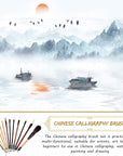 12 Pieces Chinese Calligraphy Brushes Painting Writing Brushes Watercolor Brushes Set Kanji Japanese Sumi Painting Drawing Brushes Kanji Art Brushes with Roll-Up Brush Holder