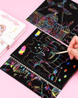8 Pack Scratch Arts Drawing Notebook Paper for Kids Art Supplies, Large Rainbow Scratch and Sketch Books Set for Kids Party Favors