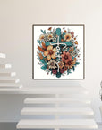 5D Diamond Painting Kits for Adults Beginners,Cross Flower Diamond Art Kit,Diy Full round Drill Diamond Dot Gem Art Kits for Adults,Home Wall Decor 11.8X11.8 Inch