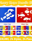 24 Pieces Stencils for Kids 5.9 X 5.5 Inches Drawing Stencils Chalk Stencils Large Washable Animal Themed Primary Shape Template for Kids Toddlers Preschooler (Animal Style)