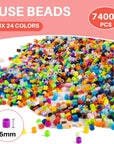 5400+Pcs Fuse Beads - Fuse Beads Kit Melty Beads Kit Melting Beads Fuse Beads Bulk Iron Beads for Kids Crafts, Ideal for Boys and Girls Christmas Birthday Gifts Mix 24 Colors 5Mm