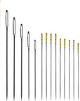 48Pcs Self Threading Needles, Blind Needles in 3 Sizes 1.42 in / 1.5 in / 1.65 In, Assorted Hand Stitching Needles for DIY Embroidery Sewing (Gold, Silver)