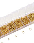 2296Pcs Jump Rings Gold Plated Jewelry Connectors Chain Links 3Mm 4Mm 5Mm 6Mm 7Mm 8Mm 10Mm Box Set Open Jump Rings Gold for Necklace Repair