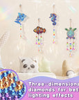 Diamond Art Suncatchers Kit for Kids Gifts - 4 Pcs Double Sided Wind Chime, Crystal Rhinestone Dotz Painting, Sea Animal Style Hanging Ornament for Home Window Beginners Craft DIY Supplies