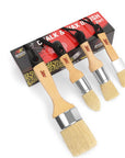 Chalk Wax Paint Brush 4Pcs Set Including 3 Small Paint Brushes for Furniture Painting and 1 Large Chalk Brush, Bristle Paint Brushes Set Compatible with Annie Sloan Chalk Paint, Fusion Mineral Paint