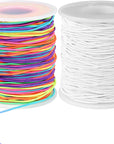 1Mm Rainbow Elastic String and 1Mm White Stretchy Bracelet String, Sturdy Elastic Cord Stretchy String for Bracelet Making, Jewelry Making, Beading(170 Ft Rainbow & 170 Ft White)