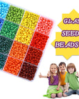Glass Seed Beads for Bracelet Making Kit, 24 Colors 6/0 4Mm Small Pony Beads Multicolor Beading Beads with Container Box for Jewelry Making - Approx 6000Pcs