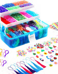 15000+ Rubber Loom Bands, Mega Rubber Bands Bracelet Kit,Loom Bracelet Making Kit with 3 Layer Container,30 Colors,380 Beads,30 Charms,Clips, Hooks Tools for DIY Art Craft