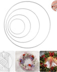8 Pack Large Metal Floral Hoop Wreath Macrame Silver Hoop Rings(6 Inch8 Inch10 Inch 12 Inch) for Making Wedding Wreath Decor and DIY Dream Catcher Wall Hanging Crafts-Silver