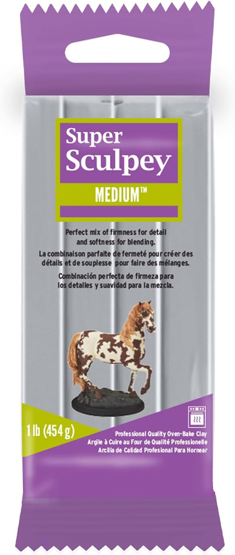 Medium Gray, Premium, Non Toxic, Medium Firmness, Sculpting Modeling Polymer Clay, Oven Bake Clay, 1 Pound Bar. Great for All Advanced Sculptors, Model Makers and Movie Studios