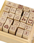 Pack of 25 Pcs Small Heart Shape Wooden Rubber Stamps with Box for DIY Craft Card and Photo Album (Red)