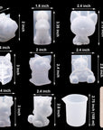 20Pcs 3D Animal Resin Molds Tools Set Includes 8 Resin Casting Molds Large Clear Epoxy Silicone Molds 2 Measurement Cup 10 Wood Sticks for Resin Craft DIY